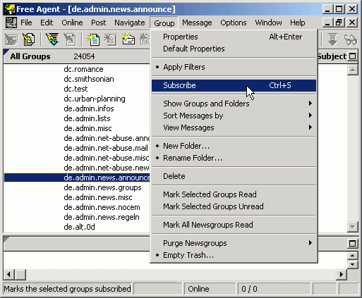Abonnieren von Newsgruppen