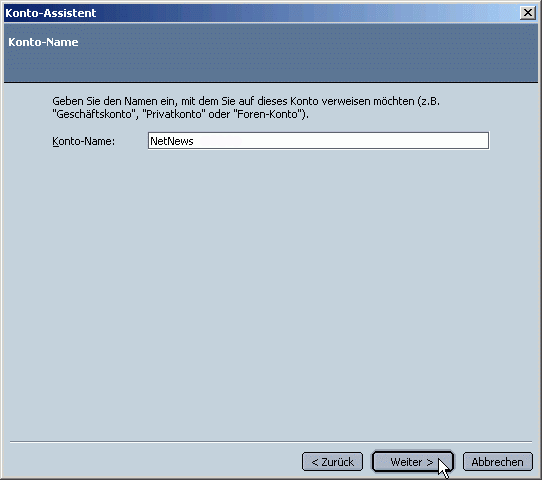 Angabe des Kontonamens