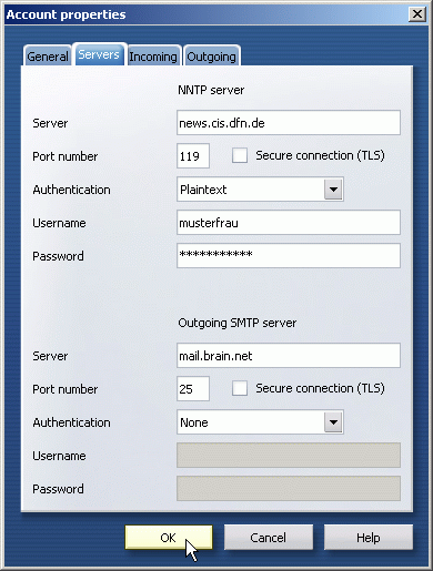 Register card Servers - Authentication