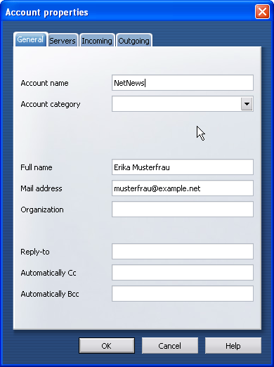 Register 'General': Account name