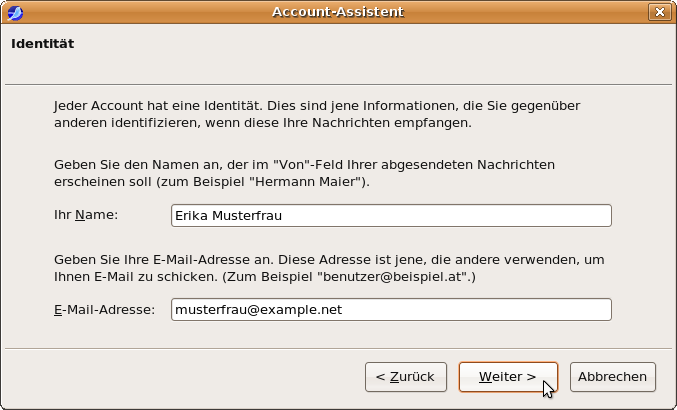 Account-Assistent: Identität