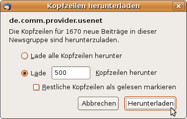 Kopfzeilen herunterladen